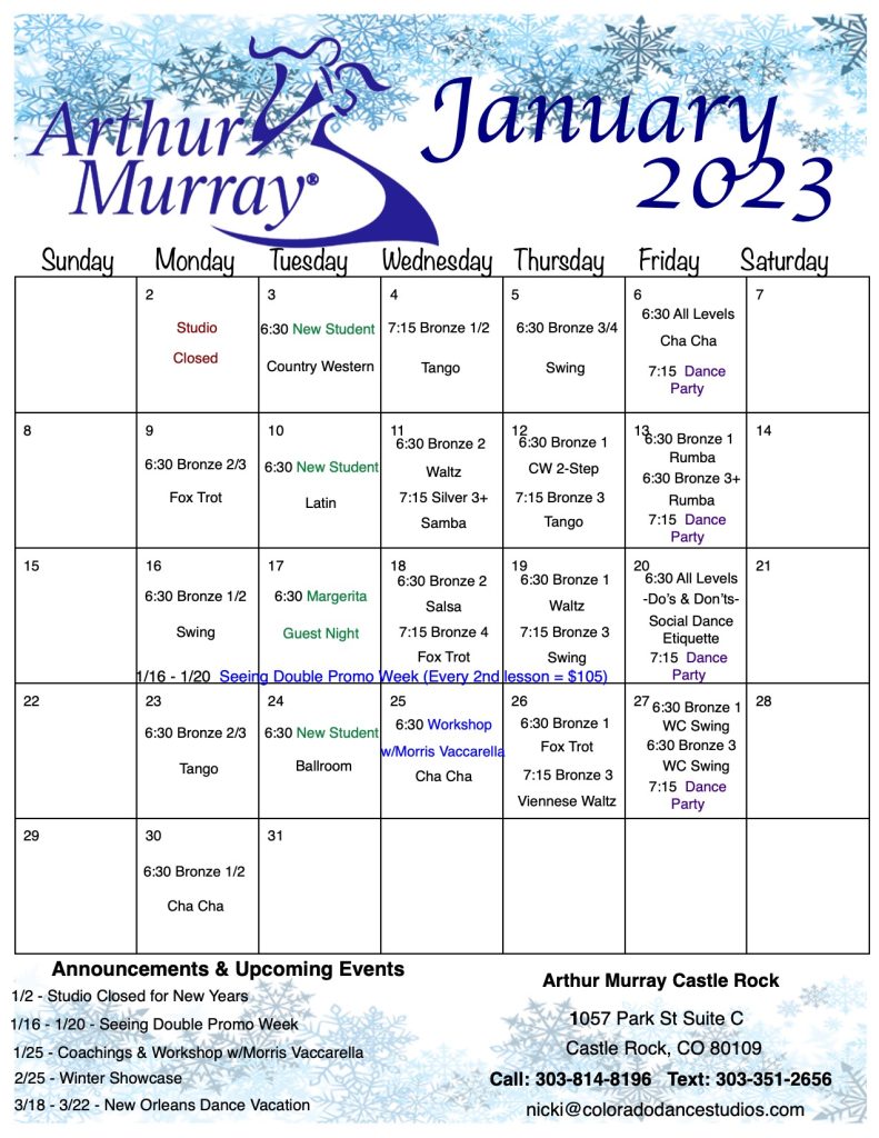 Calendar Dance Lessons For Adults Arthur Murray Dance Studio in